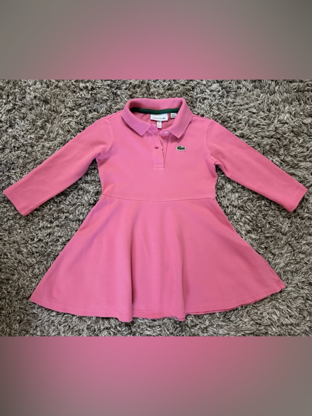 Lacoste Pink Long-Sleeve Polo Skater Dress size 2 T like new worn one time